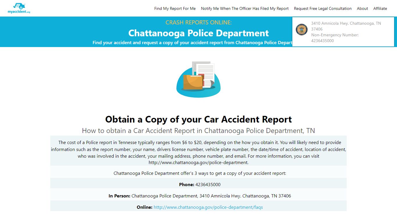 Online Crash Reports for Chattanooga Police Department - MyAccident.org