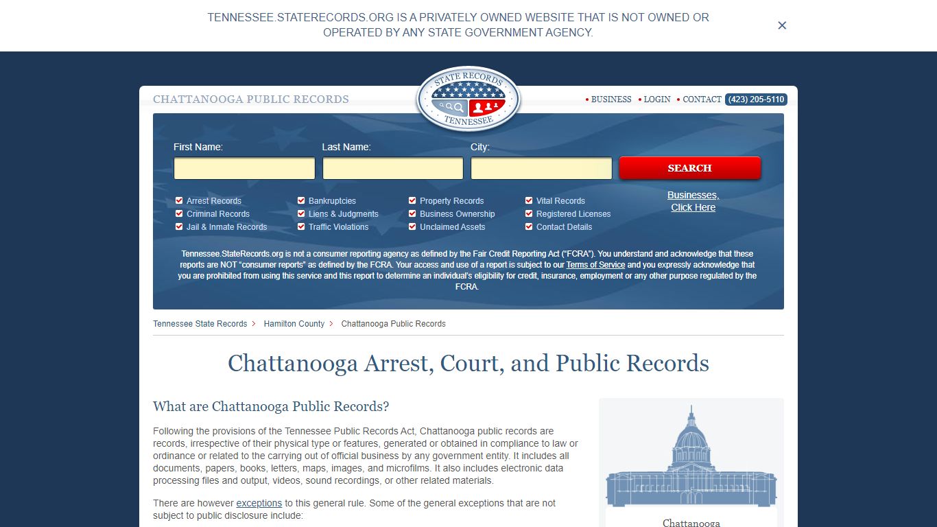 Chattanooga Arrest and Public Records - StateRecords.org